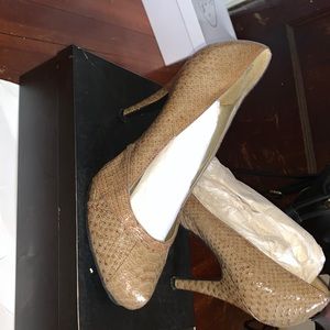 Taupe croc style heel